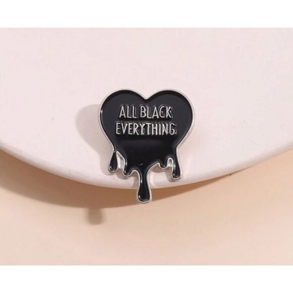 ALL BLACK EVERYTHING Heart Enamel Lapel Backpack Pin NEW NIP - Picture 3 of 3